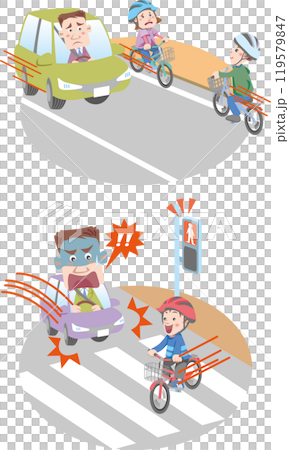 Traffic safety (Bicycle traffic rules (blue ticket), keeping to the right, ignoring traffic lights, children (elementary school students and kindergarteners)) Traffic safety (Bicycle traffic rules (blue ticket), keeping to the right, ignoring traffic lights, children (elementary school students and kindergarteners)) 119579847