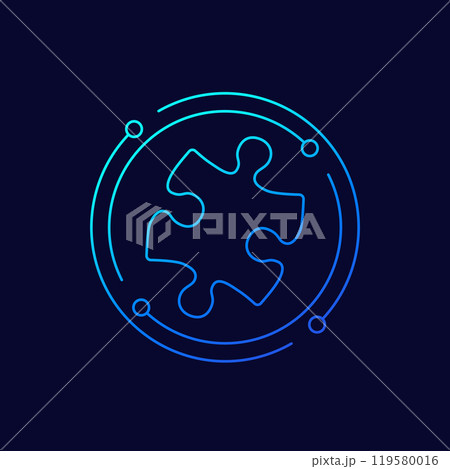 puzzle piece icon in linear design 119580016