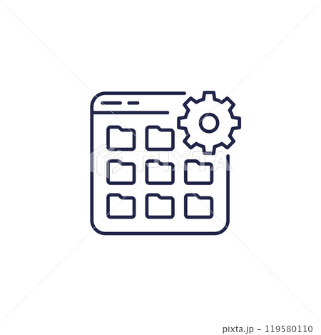 file management line icon with folders 119580110
