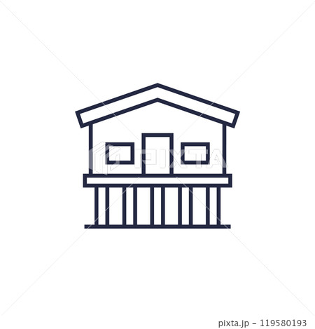 Stilt house line icon, a cabin on stilts 119580193