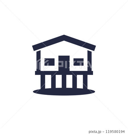 Stilt house icon, a cabin on stilts vector 119580194