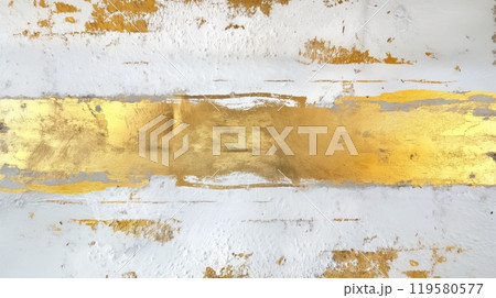 Grey and golden grunge decorative plaster wall abstract background. Generative AI 119580577