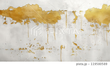 Grey and golden grunge decorative plaster wall abstract background. Generative AI 119580589