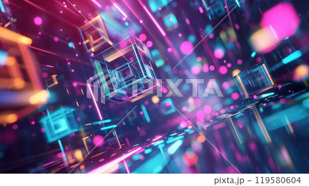 Futuristic glow neon abstract tech background. Generative AI 119580604