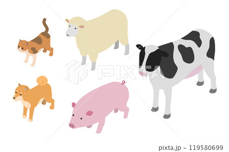 アイソメトリックイラスト：動物 119580699