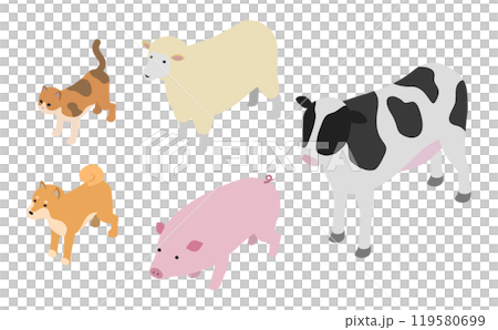 アイソメトリックイラスト：動物 119580699