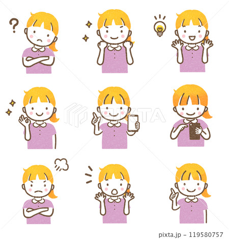 女の子表情セット上半身 119580757