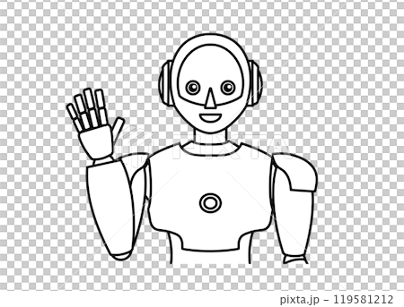 Illustration of a simple android robot (monochrome) Illustration of a simple android robot (monochrome) 119581212