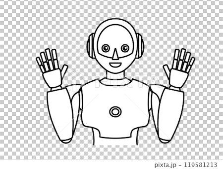 Illustration of a simple android robot (monochrome) 119581213