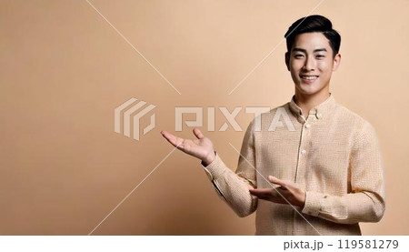 身振り手振りでプレゼンする男性 119581279