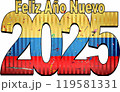 Happy New Year 2025 with Colombia flag inside 119581331