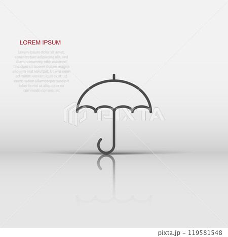 Umbrella icon in flat style. Parasol vector illustration on white isolated background. Canopy business concept. 119581548