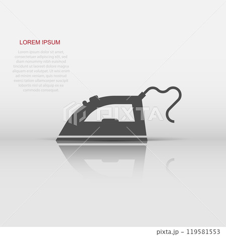 Iron icon in flat style. Laundry equipment vector illustration on white isolated background. Ironing business concept. 119581553