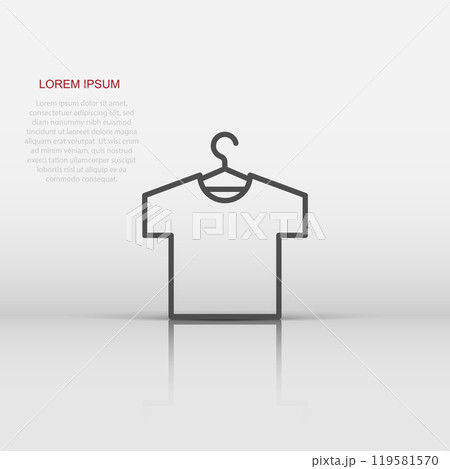 Tshirt icon in flat style. Casual clothes vector illustration on white isolated background. Polo wear business concept. Tshirt icon in flat style. Casual clothes vector illustration on white isolated background. Polo wear business concept. 119581570