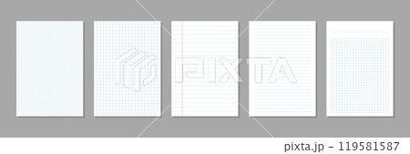 Paper page in flat style. Sheet with lines and grid vector illustration on isolated background. Blank document sign business concept. Paper page in flat style. Sheet with lines and grid vector illustration on isolated background. Blank document sign business concept. 119581587