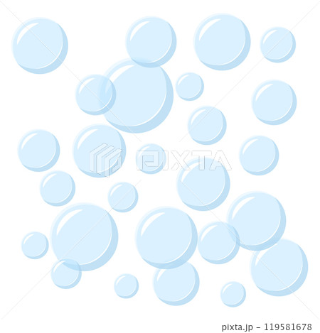 Bath foam icon in flat style. Shampoo bubbles vector illustration on isolated background. Soap bubbles sign business concept. 119581678