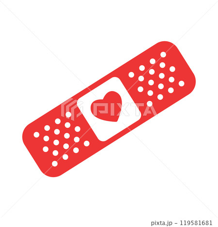 Adhesive medical plaster icon in flat style. Bandage vector illustration on isolated background. Medical sticker sign business concept. 119581681