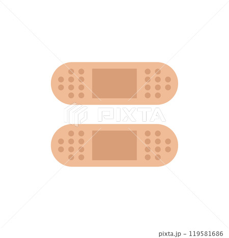 Adhesive medical plaster icon in flat style. Bandage vector illustration on isolated background. Medical sticker sign business concept. 119581686