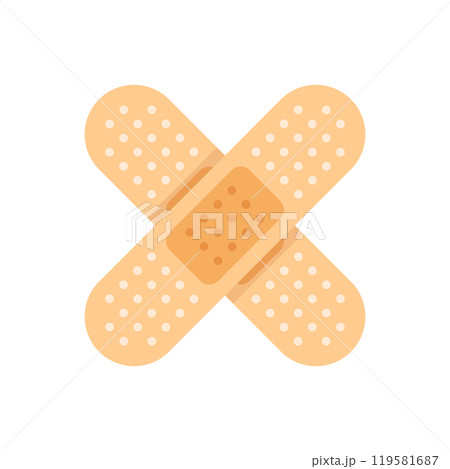 Adhesive medical plaster icon in flat style. Bandage vector illustration on isolated background. Medical sticker sign business concept. Adhesive medical plaster icon in flat style. Bandage vector illustration on isolated background. Medical sticker sign business concept. 119581687