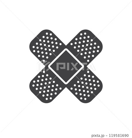 Adhesive medical plaster icon in flat style. Bandage vector illustration on isolated background. Medical sticker sign business concept. 119581690