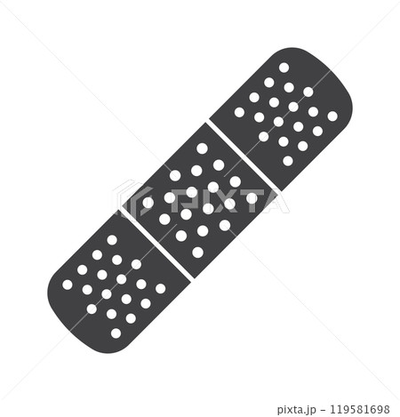 Adhesive medical plaster icon in flat style. Bandage vector illustration on isolated background. Medical sticker sign business concept. 119581698