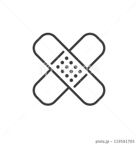 Adhesive medical plaster icon in flat style. Bandage vector illustration on isolated background. Medical sticker sign business concept. 119581705