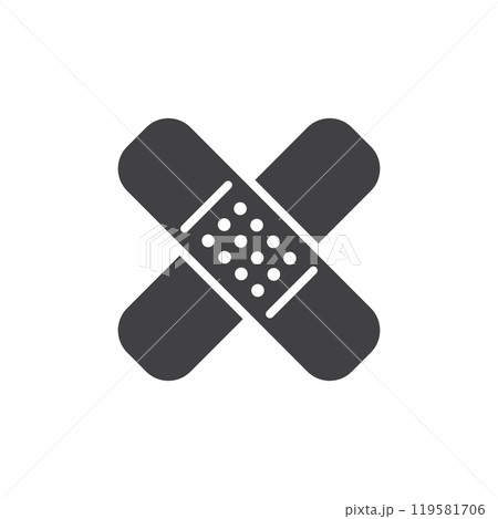 Adhesive medical plaster icon in flat style. Bandage vector illustration on isolated background. Medical sticker sign business concept. 119581706