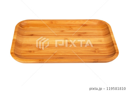 Craft wooden rectangular plate isolated on the white background 119581810