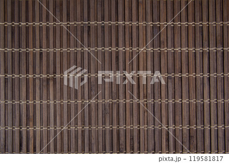 Dark old bamboo mat texture or background 119581817