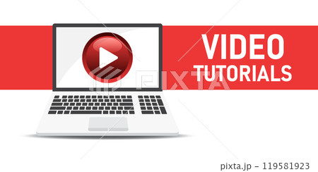 Play video tutorials icon in flat style. Education software vector illustration on isolated background. Webinar training sign business concept. Play video tutorials icon in flat style. Education software vector illustration on isolated background. Webinar training sign business concept. 119581923