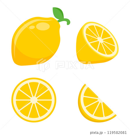 Lemon fruit icon set in flat style. Organic fruits vector illustration on isolated background. Vitamin C food sign business concept. 119582081