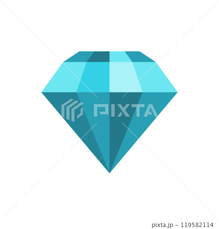 Diamond gemstone icon in flat style. Jewelry gem vector illustration on isolated background. Luxury brilliant sign business concept. 119582114