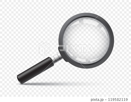 Magnifying glass icon in flat style. Loupe vector illustration on isolated background. Searching sign business concept. 119582119