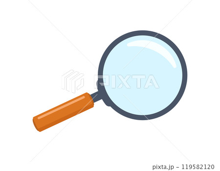Magnifying glass icon in flat style. Loupe vector illustration on isolated background. Searching sign business concept. 119582120