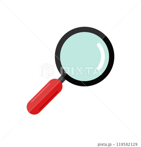 Magnifying glass icon in flat style. Loupe vector illustration on isolated background. Searching sign business concept. Magnifying glass icon in flat style. Loupe vector illustration on isolated background. Searching sign business concept. 119582129