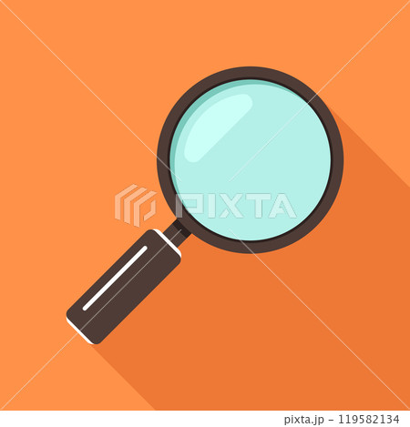 Magnifying glass icon in flat style. Loupe vector illustration on isolated background. Searching sign business concept. Magnifying glass icon in flat style. Loupe vector illustration on isolated background. Searching sign business concept. 119582134