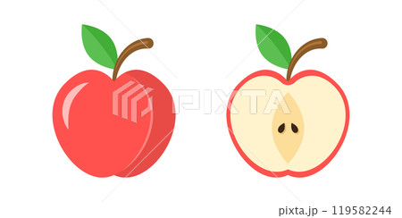 Apple fruit icon set in flat style. Healthy dessert vector illustration on isolated background. Fresh food sign business concept. Apple fruit icon set in flat style. Healthy dessert vector illustration on isolated background. Fresh food sign business concept. 119582244