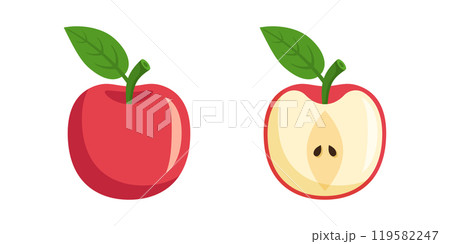 Apple fruit icon set in flat style. Healthy dessert vector illustration on isolated background. Fresh food sign business concept. Apple fruit icon set in flat style. Healthy dessert vector illustration on isolated background. Fresh food sign business concept. 119582247
