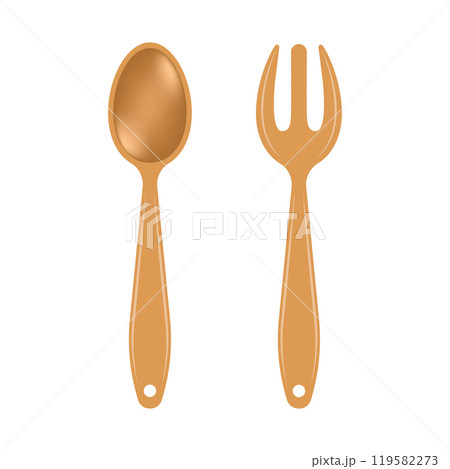 Spoon and fork icon in flat style. Teaspoon vector illustration on isolated background. Tablespoon sign business concept. Spoon and fork icon in flat style. Teaspoon vector illustration on isolated background. Tablespoon sign business concept. 119582273