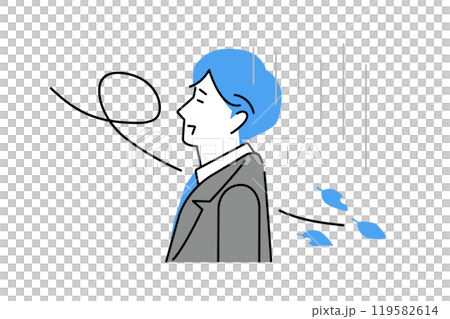 Image illustration of a businessman who is depressed after failing at work and the cold wind Image illustration of a businessman who is depressed after failing at work and the cold wind 119582614