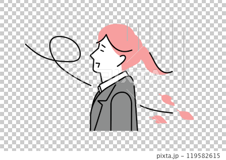 木枯らしと仕事に失敗して落ち込むビジネスウーマンのイメージイラスト 119582615