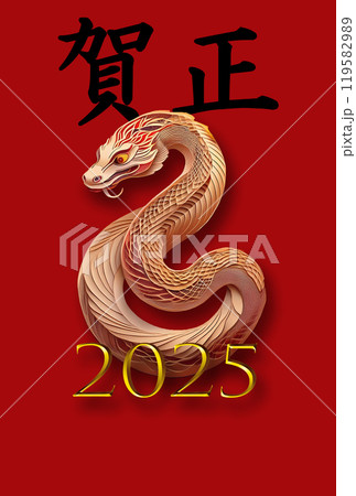 2025年賀状へび巳年縁起の良い絵柄 2025年賀状へび巳年縁起の良い絵柄 119582989