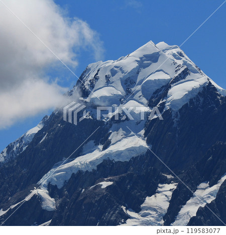 Peak of Mt Cook, higest mountain in New Zealand. 119583077