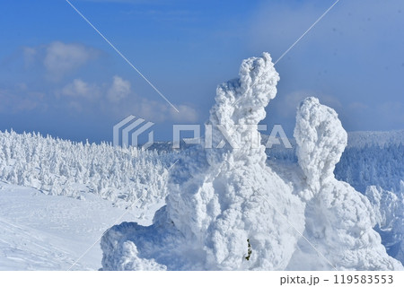 神秘的な光景が広がる山形県と宮城県にまたがる蔵王連峰の樹氷 119583553