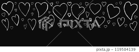Hand drawn Valentines heart with chalk, crayon, grunge texture banner. Vector stoke illustration isolated on black background for decoration template wedding greeting card, invitation, menu. EPS10 Hand drawn Valentines heart with chalk, crayon, grunge texture banner. Vector stoke illustration isolated on black background for decoration template wedding greeting card, invitation, menu. EPS10 119584139