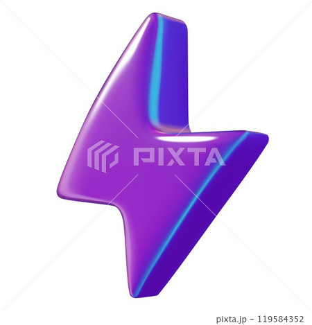 Y2k lightning bolt 3d vector holographic icon or flash thunder and energy symbol 119584352