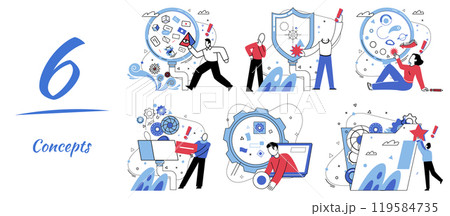Thinking vector illustration. Brainstorming is forge where raw materials ideas are shaped by hammer thoughtful pondering Reflective intelligence is compass, steering ship through waves information Thinking vector illustration. Brainstorming is forge where raw materials ideas are shaped by hammer thoughtful pondering Reflective intelligence is compass, steering ship through waves information 119584735