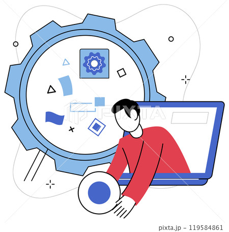 Logical analysis vector illustration. Intelligence is sculptor, shaping statues success from uncarved block logic with tools analytical thinking Analytical minds are alchemists, transmuting base metal 119584861