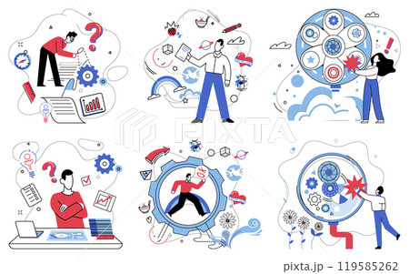 Thinking vector illustration. Imagination is phoenix, rising from ashes thoughtful pondering and birthing new realms discovery Thoughtful analysis is weaver, intertwining threads information Thinking vector illustration. Imagination is phoenix, rising from ashes thoughtful pondering and birthing new realms discovery Thoughtful analysis is weaver, intertwining threads information 119585262