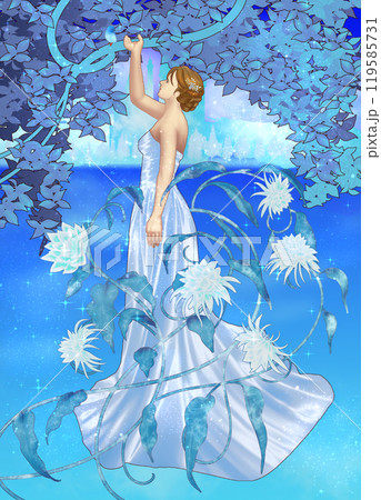 氷の花とドレスを着た女性 119585731